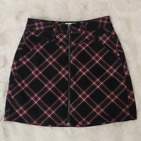 Plaid Zip Jean Mini Skirt - Picture 4 of 4